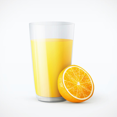 Glass of orange juice with fruitのイラスト素材