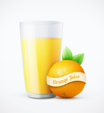 Glass of orange juice with fruitのイラスト素材