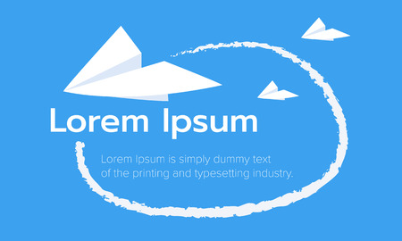 Paper planes on blue sky background. Origami. Vector illustratorのイラスト素材