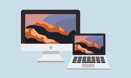 Computer laptop and notebook screen mock up. Flat vector illustrationのイラスト素材