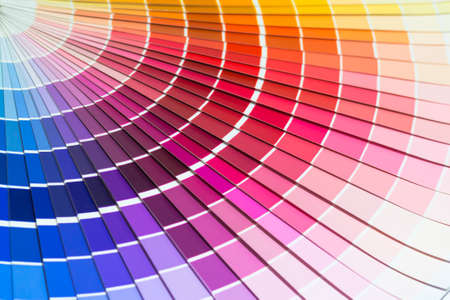 Color swatches book. Rainbow sample colors catalog. Ð¡olorful background.の写真素材