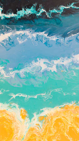 Abstract ocean and waves. Very beautiful picture of acrylic. Background. Fluid art.の写真素材