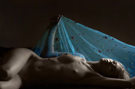 Beautiful naked blonde girlの写真素材