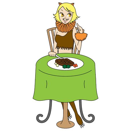 Illustration of a girl dressed as a lionのイラスト素材