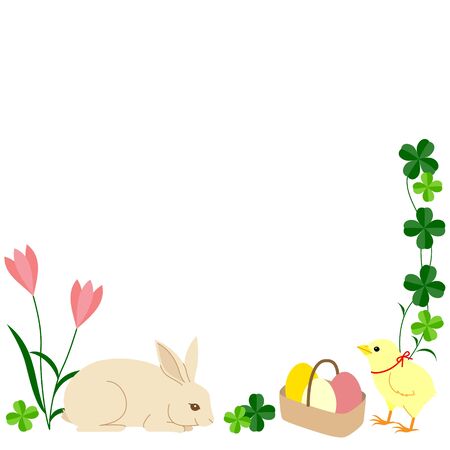 Easter illustration (egg, rabbit and chick design)のイラスト素材