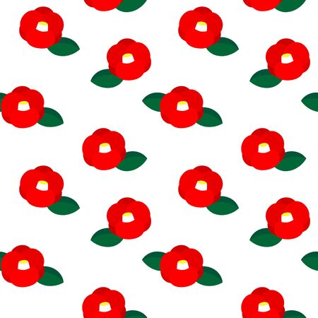 Illustration of camellia seamless patternのイラスト素材