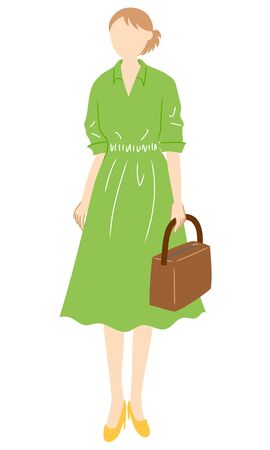 Illustration material of a young woman in casual fashion clothesのイラスト素材