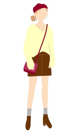 Illustration material of a young woman in casual fashion clothesのイラスト素材