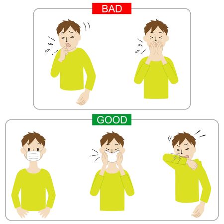 Illustration of how to deal with coughing and sneezing (etiquet coughte)のイラスト素材