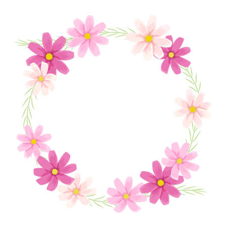 Vector illustration of cosmos frame (flower wreath)のイラスト素材