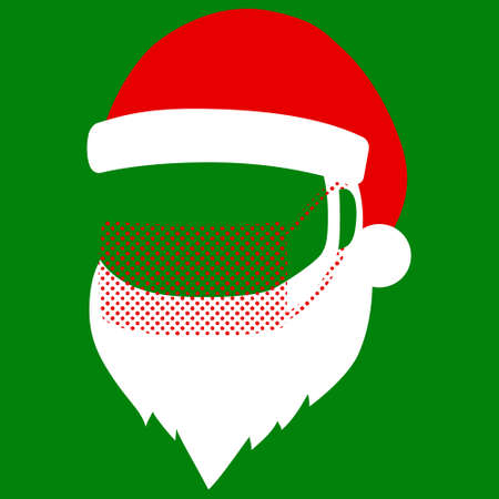Illustration of the silhouette of Santa Claus wearing a medical mask (image of infection prevention)のイラスト素材