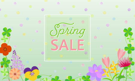 Sale and fair banner templates. Spring background material with vector illustrations of many flowers and leavesのイラスト素材
