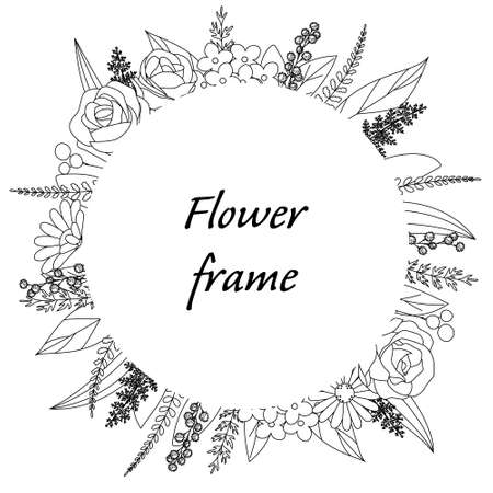 Botanical frame illustration. Invitation or greeting card templates (white background, vector, cut out)のイラスト素材