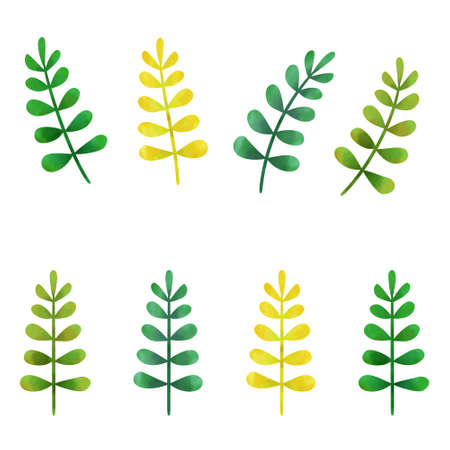 Watercolor style illustration of leaves (white background, vector, cut out)のイラスト素材