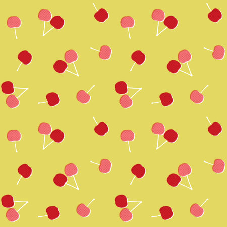Vector illustration of cute hand drawn cherry seamless pattern