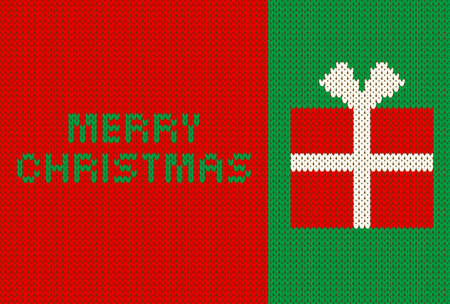 Illustration of Christmas pattern knitted with yarn (background, vector, card)のイラスト素材