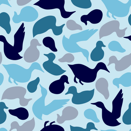 Seamless pattern illustration of duck camouflage (vector)のイラスト素材
