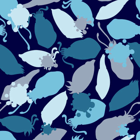 Seamless pattern illustration of squid camouflage (vector)のイラスト素材