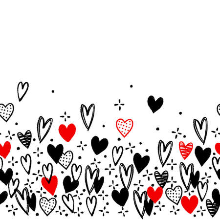 Hand drawn heart seamless pattern illustration (vector)のイラスト素材