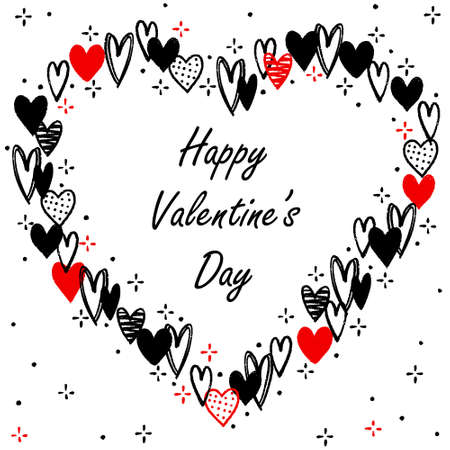 Hand drawn heart illustration valentine frame (vector)のイラスト素材