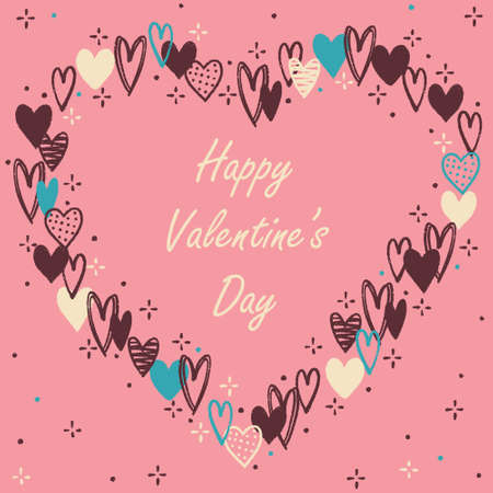 Hand drawn heart illustration valentine frame (vector)のイラスト素材