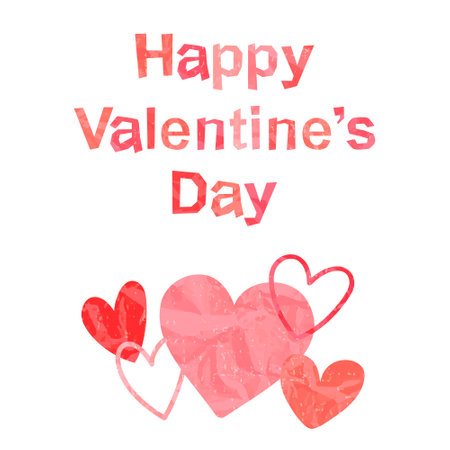 Illustration of heart and characters of "Happy Valentine's Day" (white background, vector, cut out)のイラスト素材