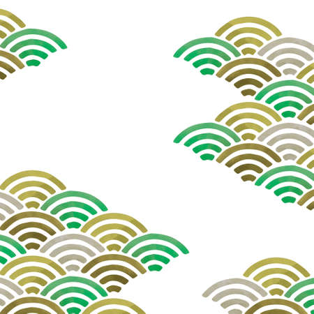 Japanese style background illustration of wave pattern (Qinghai wave) (white background, vector, transparent)のイラスト素材