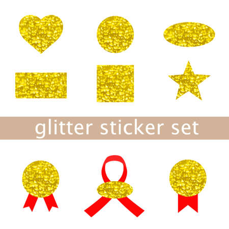 Illustration set of glitter sticker icon (white background, vector, cut out)のイラスト素材