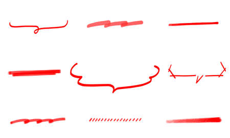 Illustration set for decoration around headlines and titles (white background, vector, cut out)のイラスト素材