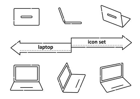 Laptop icon illustration set seen from various angles (white background, vector, cut out)のイラスト素材