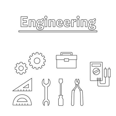 STEM education (engineering) icon illustration set (white background, vector, clipping)のイラスト素材