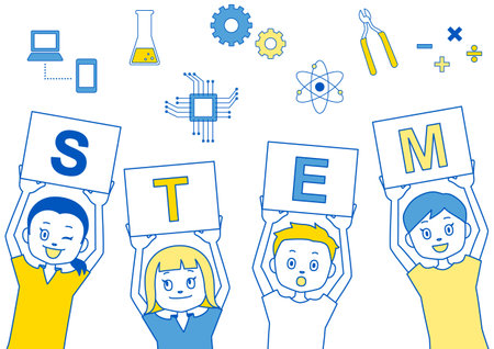 Fun STEM learning concept illustration (white background, vector, clipping)