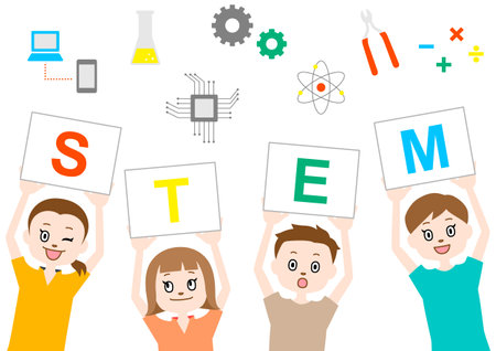 Fun STEM learning concept illustration (white background, vector, clipping)