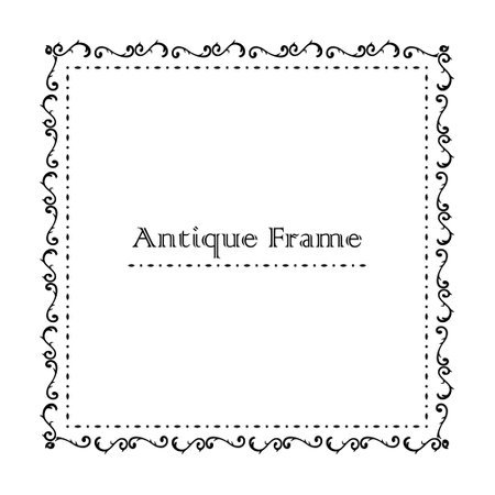 Illustration of an antique-style monochrome frame (white background, vector, clipping)のイラスト素材