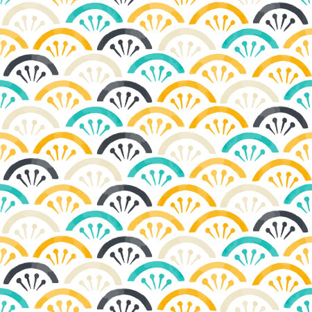 Seamless pattern with colorful circles. Hand drawn vector illustration.のイラスト素材