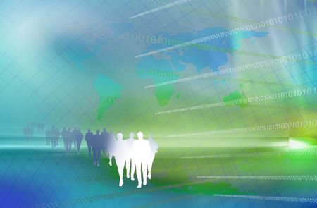 business people silhouettes on world map backgroundの写真素材