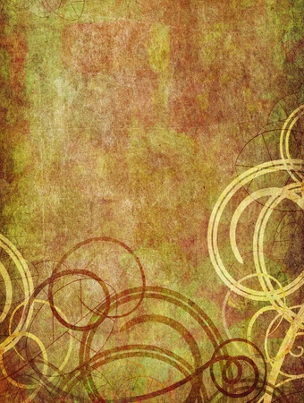 vintage background - swirls and floral pattern old paper grungeの写真素材