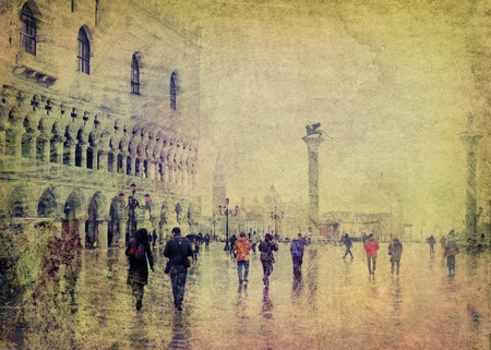 vintage view of venice, added textures and layer stylesの写真素材