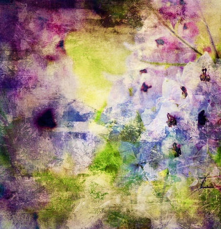 delphinium flower on a colorful vintage garden backgroundの写真素材