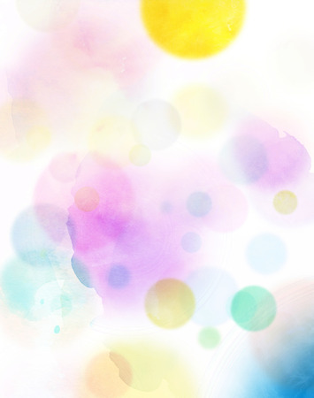 abstract colorful circles pattern on watercolor backgroundの写真素材