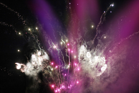 stars and lights pattern of bright colorful fireworksの写真素材