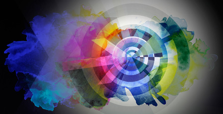 abstract business concept illustration in rainbow colors, different textures and patternの写真素材