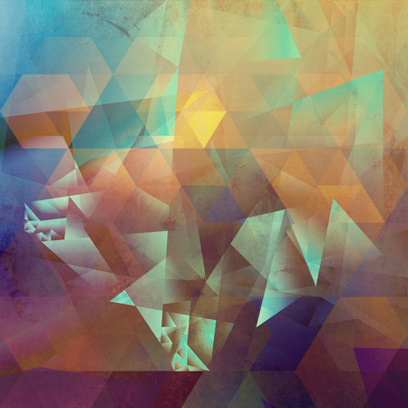 abstract polygonal mixed media artwork created by combining different layers of paint and texturesの写真素材