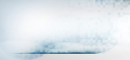 Abstract curved motion lines and wave shapes on blurred horizontal atmospheric space background. Shifting line tones, hues and shades. Contrasting blurred color values.の写真素材