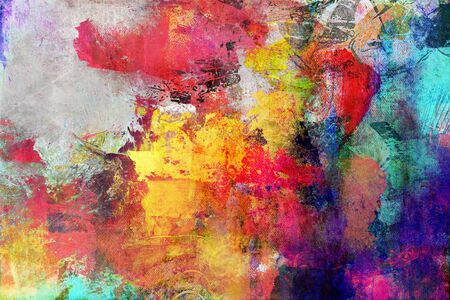 Abstract paint textures background created by using different photographs, scans and hand painted layers, acrylics and oils. Art, leisure, subdued, rough, backdrop.の写真素材