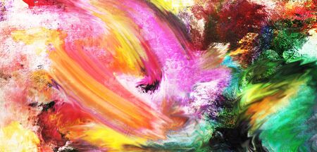 Abstract paint motion textures background with partial added motion blur lines. Created by using different photographs, scans and hand painted layers, acrylics and oils.の写真素材