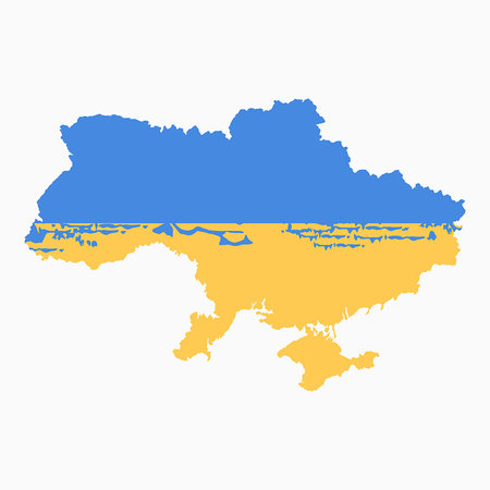 Ukraine map with national flag on white background. Vector Illustration.のイラスト素材