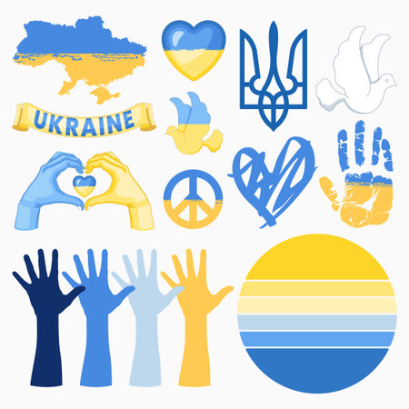 Ukrainian symbols. Symbols of peace and love. Vector illustration.のイラスト素材