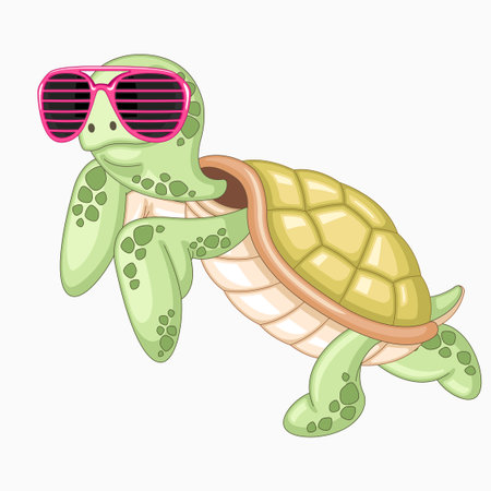 Cute turtle with sunglasses isolated on white background. Vector illustration.のイラスト素材