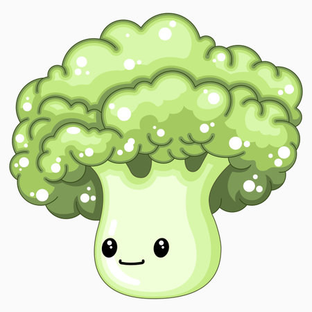 Cute broccoli on a white background. Vector illustration in cartoon style.のイラスト素材